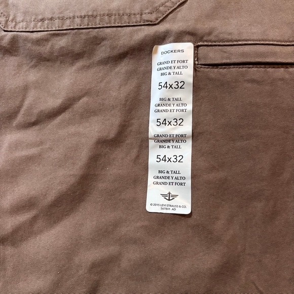 Dockers Grand Et Fort Big & Tall Brown Cargo Pants Mens 54x32 New - Picture 1 of 4